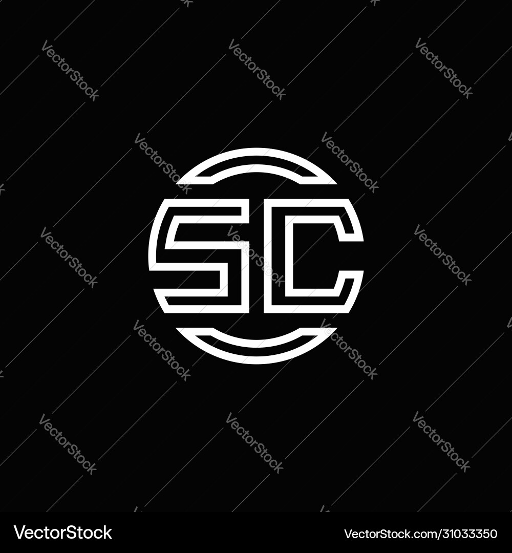 Sc logo monogram with negative space circle Sc logo monogram with negative space circle vector image