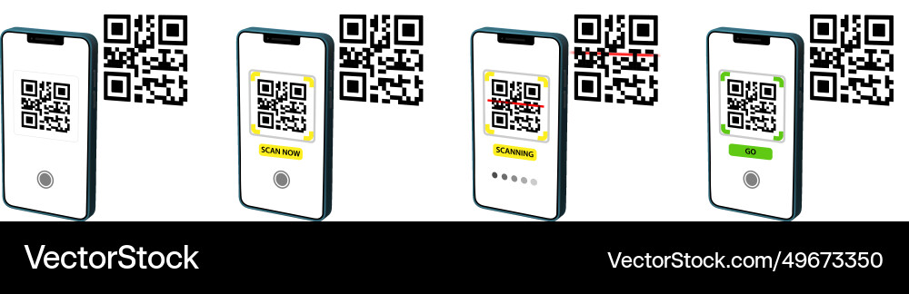 Scan qr code with mobile scanner 3d rendered Scan qr code with mobile scanner 3d rendered Vector Image