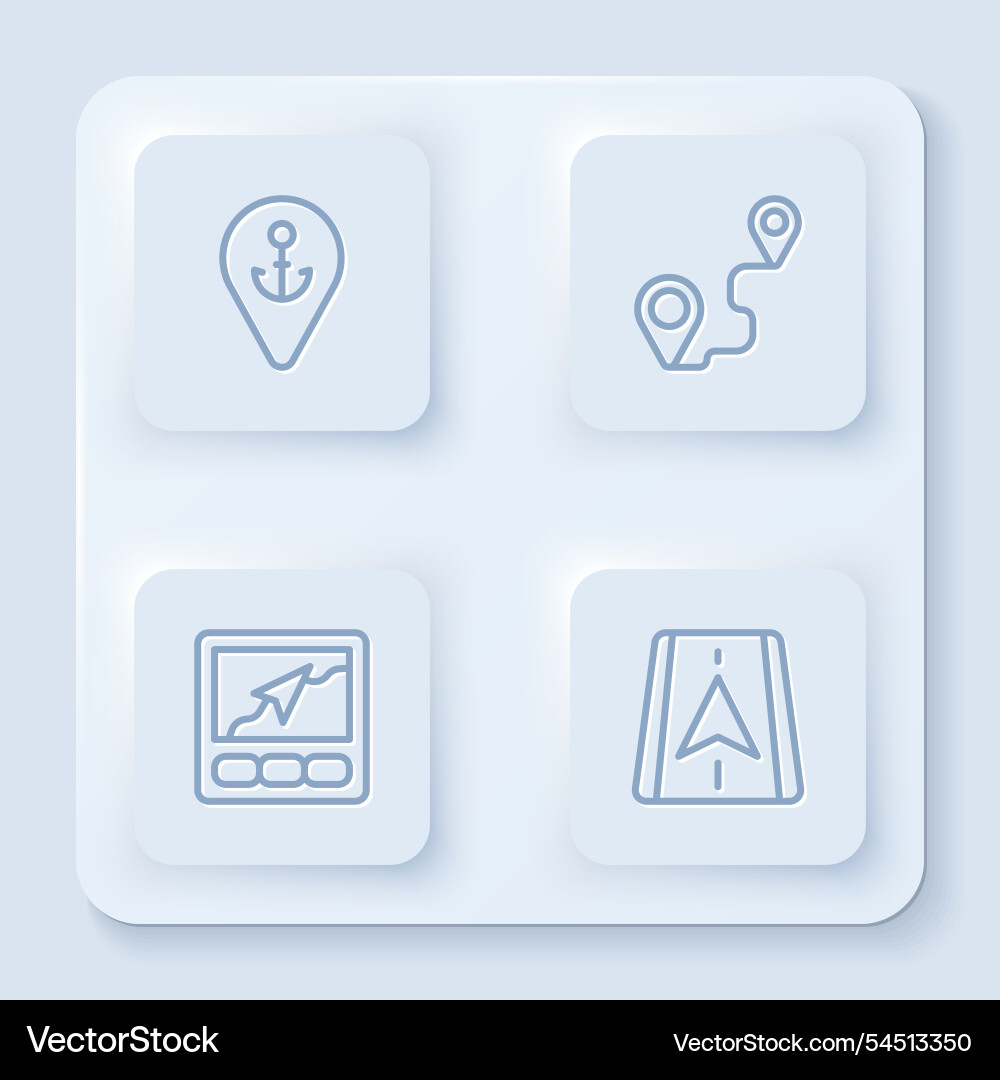 Set line location with anchor route gps Set line location with anchor route gps Vector Image