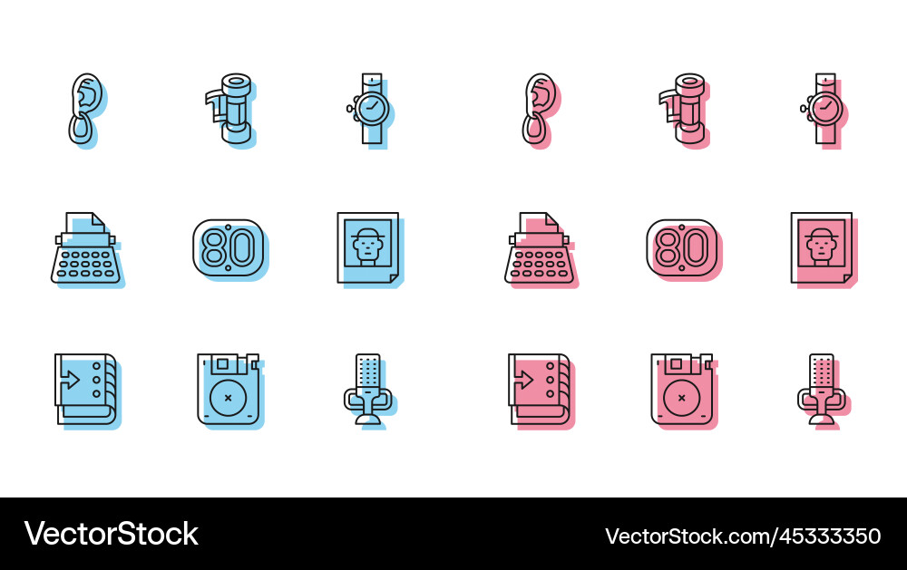 Set line sound mixer controller floppy disk ear Vector Image