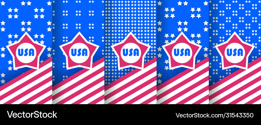 Set seamless patterns with stars in colors Set seamless patterns with stars in colors vector image