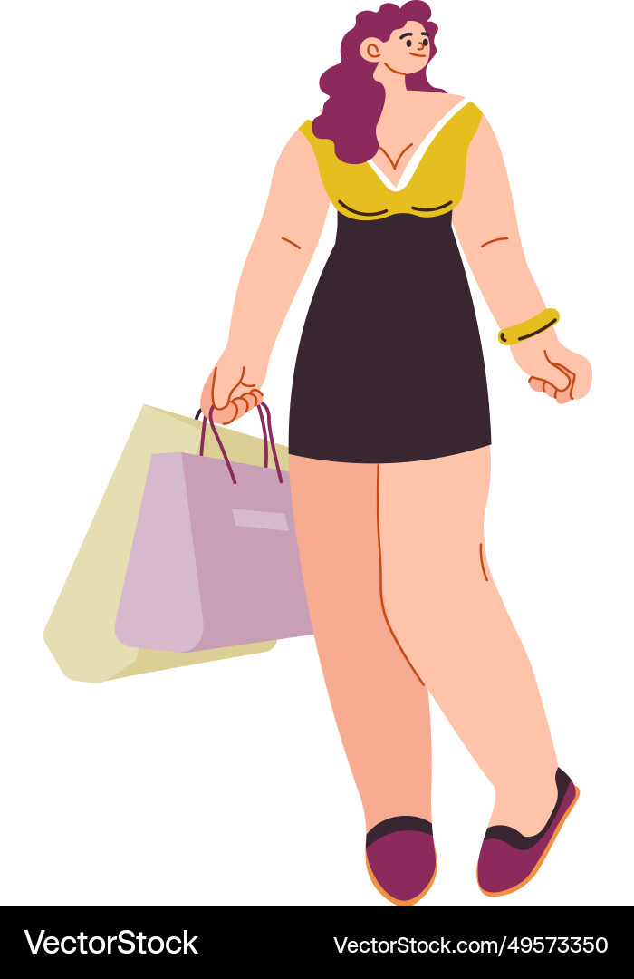 Shopping woman carrying bags female character Shopping woman carrying bags female character vector image