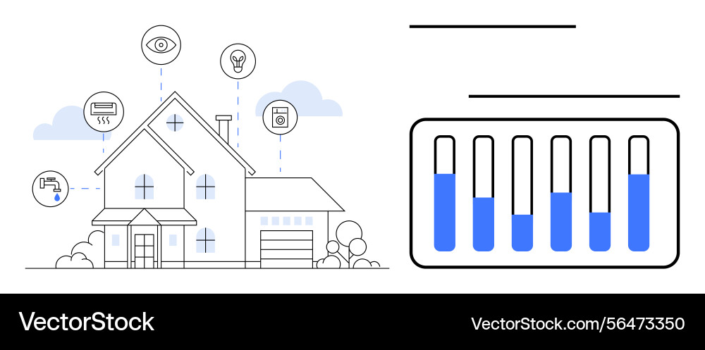 Smart home system with data analytics for energy Smart home system with data analytics for energy vector image