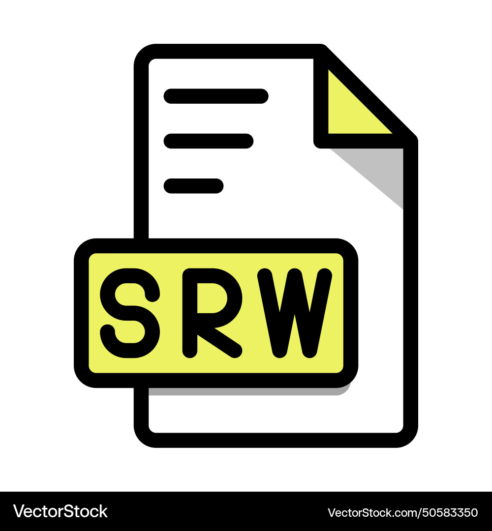 Srw file format icon outline style with long Srw file format icon outline style with long vector image