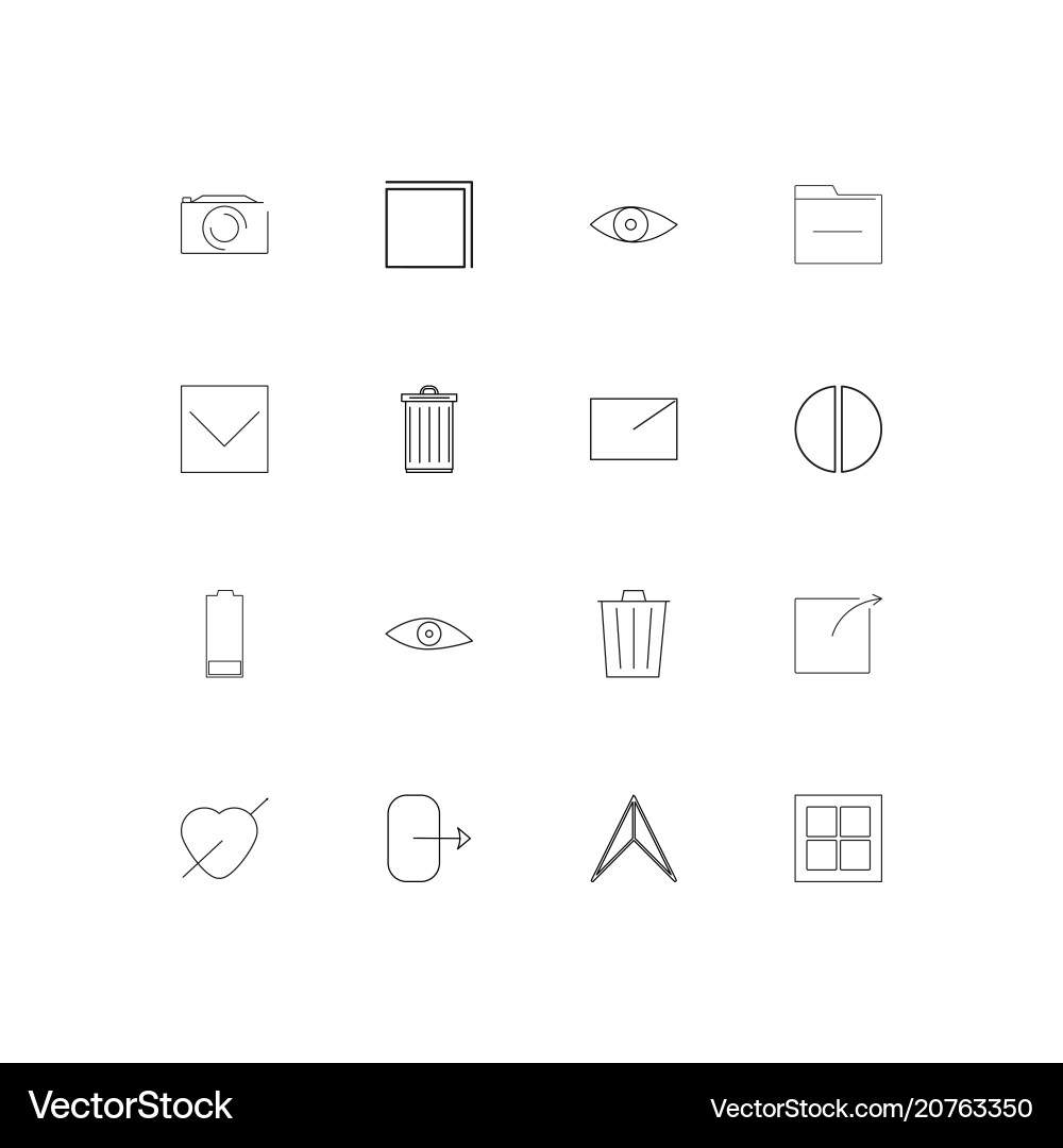 User interface linear thin icons set outlined vector image