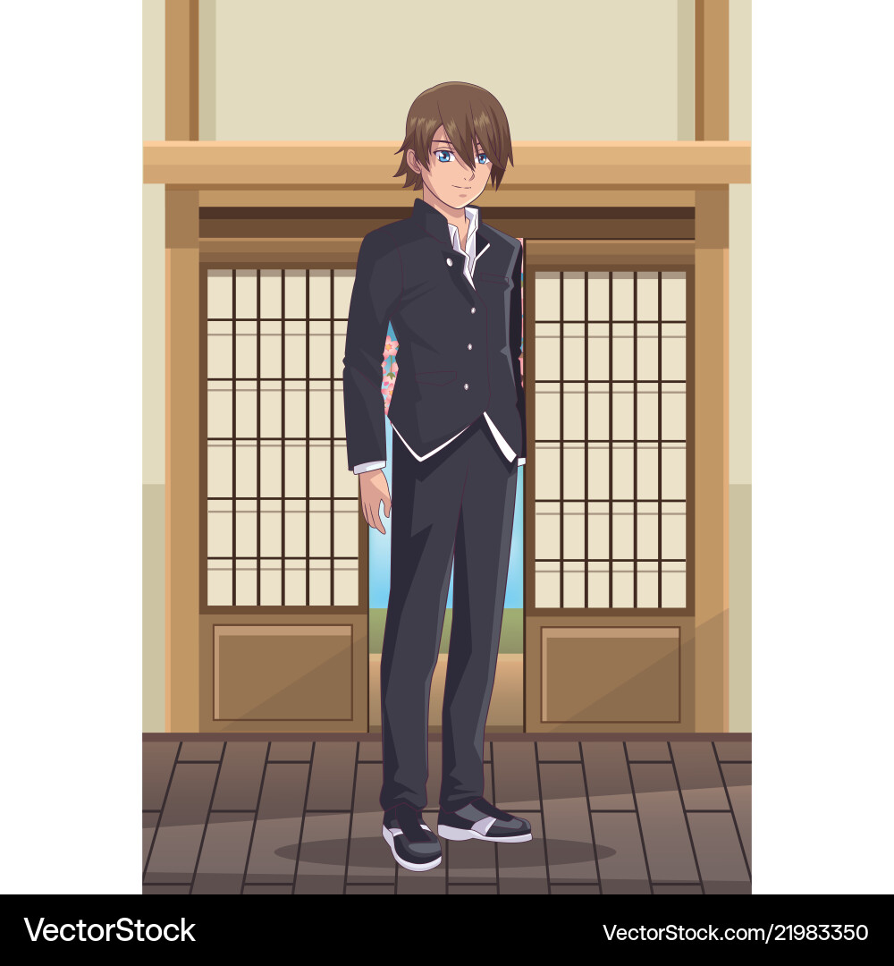 Young male students anime Young male students anime vector image