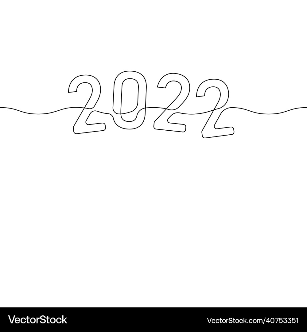 2022 year digits and wavy line single 2022 year digits and wavy line single vector image