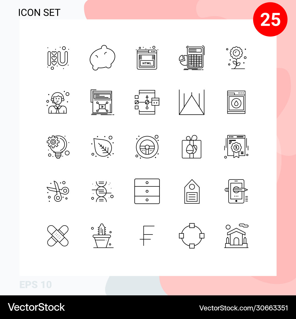 25 universal lines set for web and mobile vector image