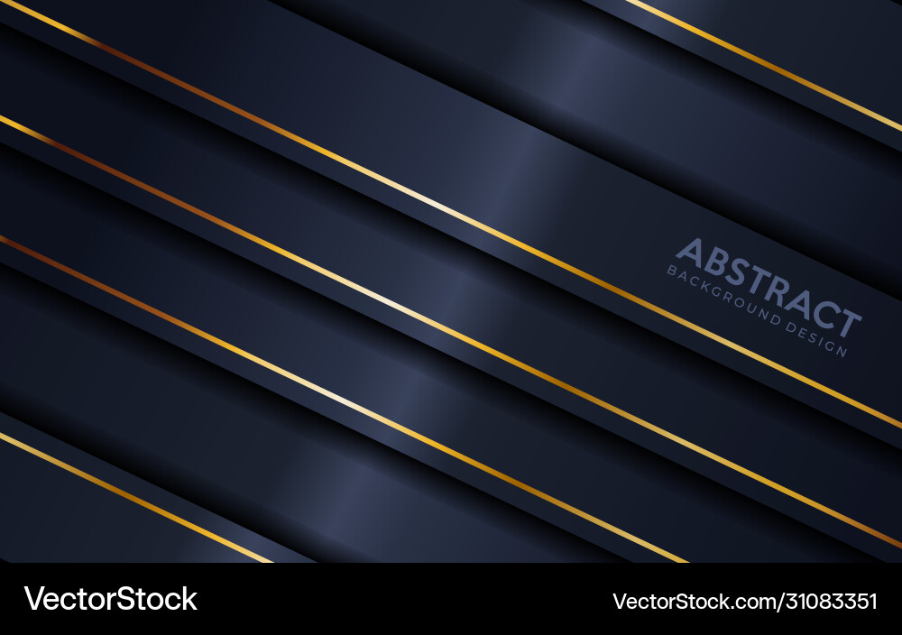 Abstract navy and gold lines overlap layer vector image