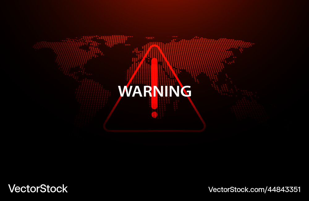 Abstract red warning symbol on world map Abstract red warning symbol on world map vector image