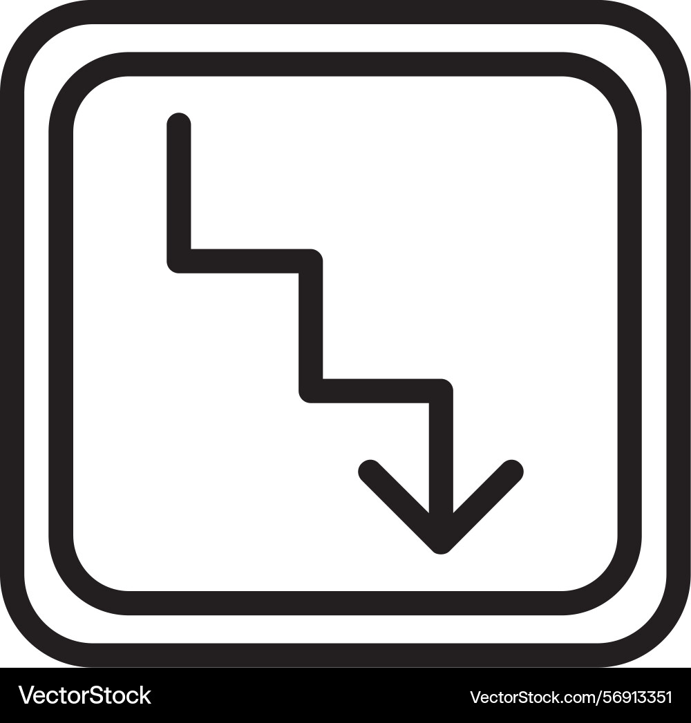 Arrow step down linear style icon design vector image