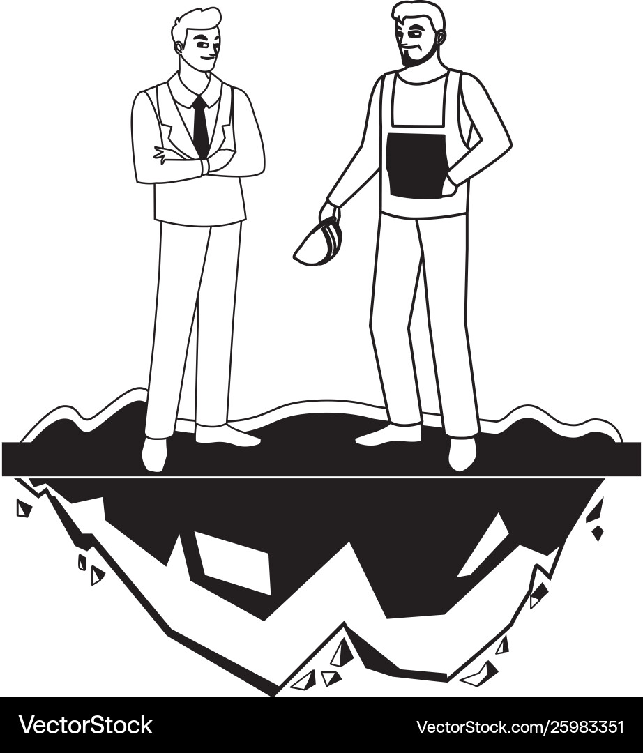 Builder constructor with engineer on lawn Vector Image