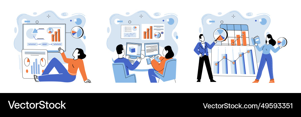 Business data analysis analyzing is key Business data analysis analyzing is key vector image