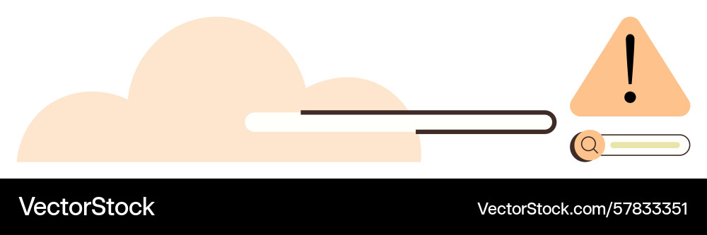 Cloud loading bar with warning alert Cloud loading bar with warning alert vector image