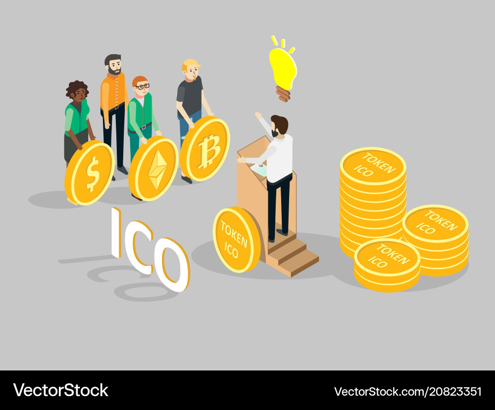 Cryptocurrency ICO Launch – Royalty-Free Vector | VectorStock