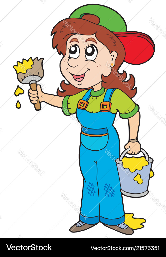 Cute house painter Cute house painter vector image
