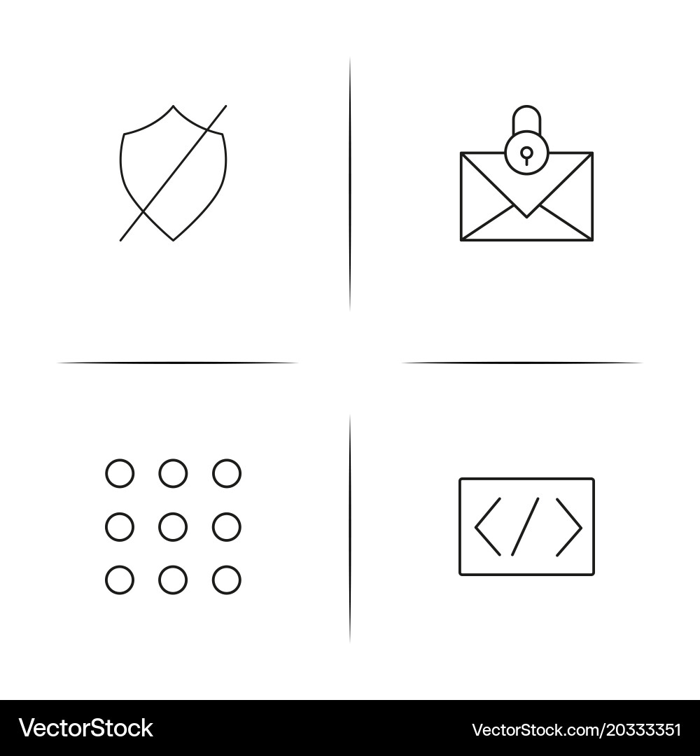 Cyber security simple linear icon setsimple vector image