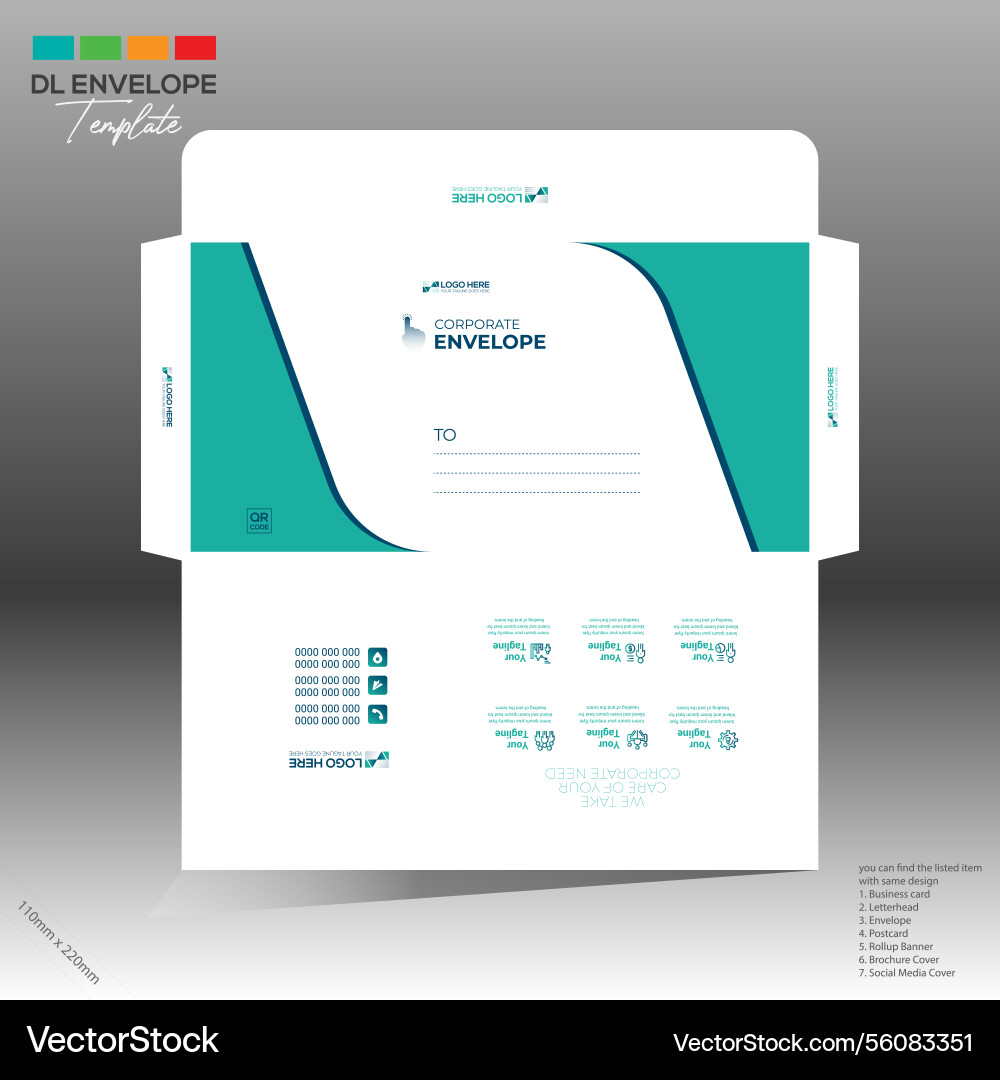 Envelope layout design for any use Vector Image