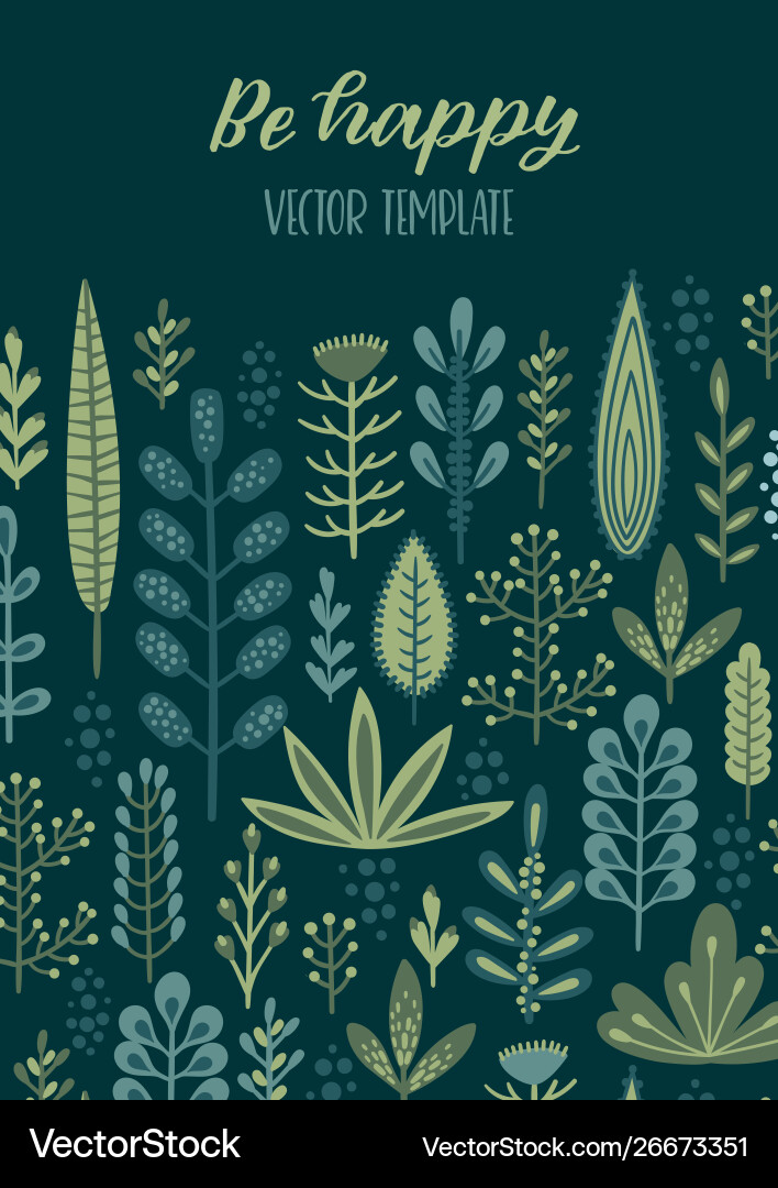 Floral design with cute herbs and leaves Floral design with cute herbs and leaves vector image