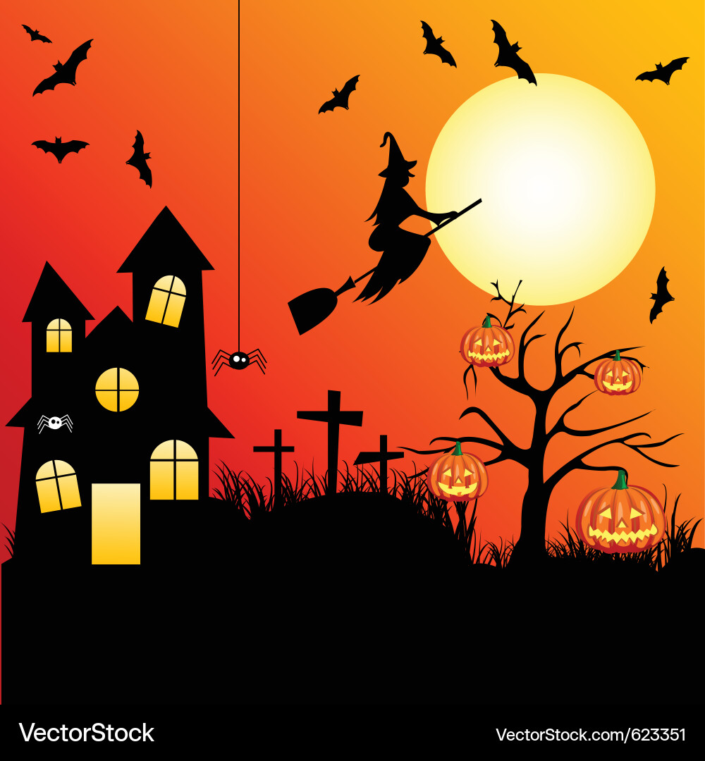 Halloween Autumn Scene vector image