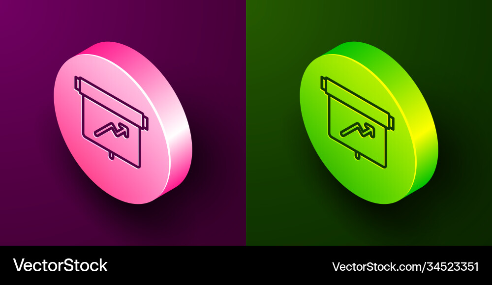 Isometric line board with graph chart icon Isometric line board with graph chart icon vector image