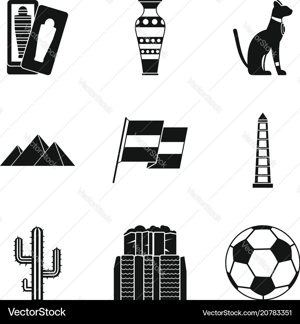 Path of travel icons set simple style Path of travel icons set simple style Vector Image