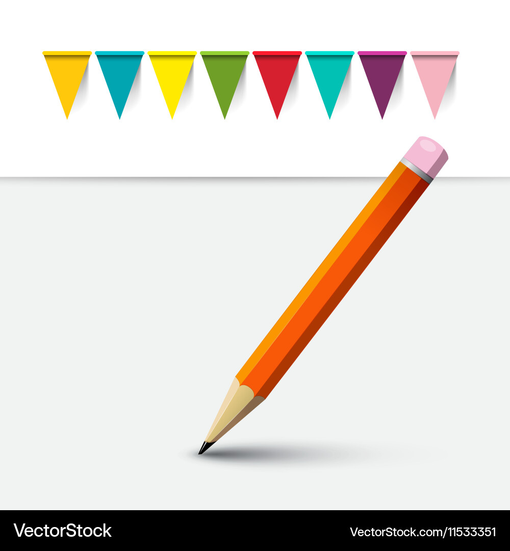 Pencil and flags empty background Vector Image
