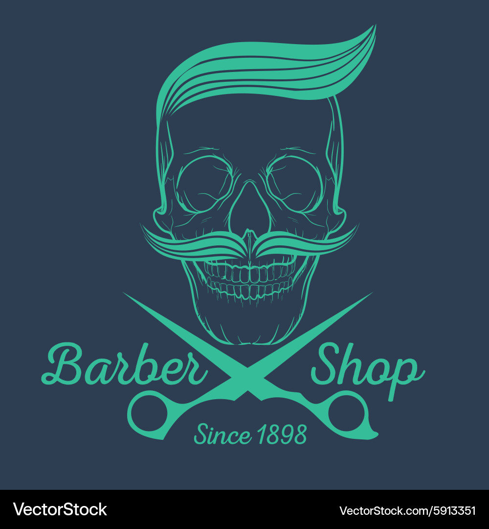 Retro Barber Skull Logo Vector Image