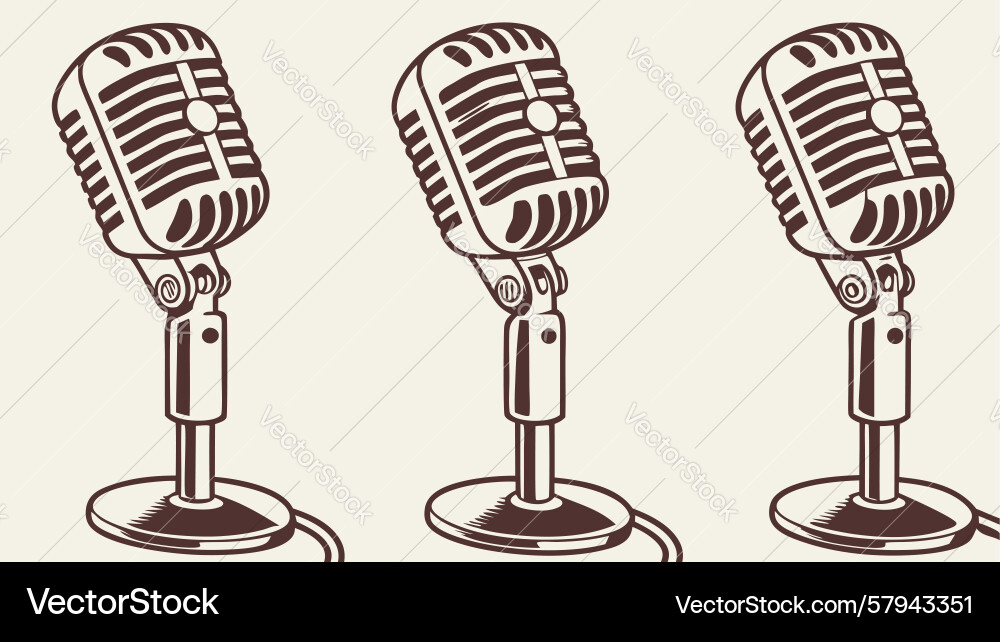 Retro Microphone Pattern Vector Image