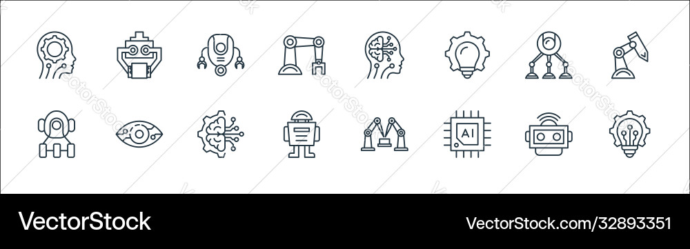 Robotics line icons linear set quality Robotics line icons linear set quality vector image