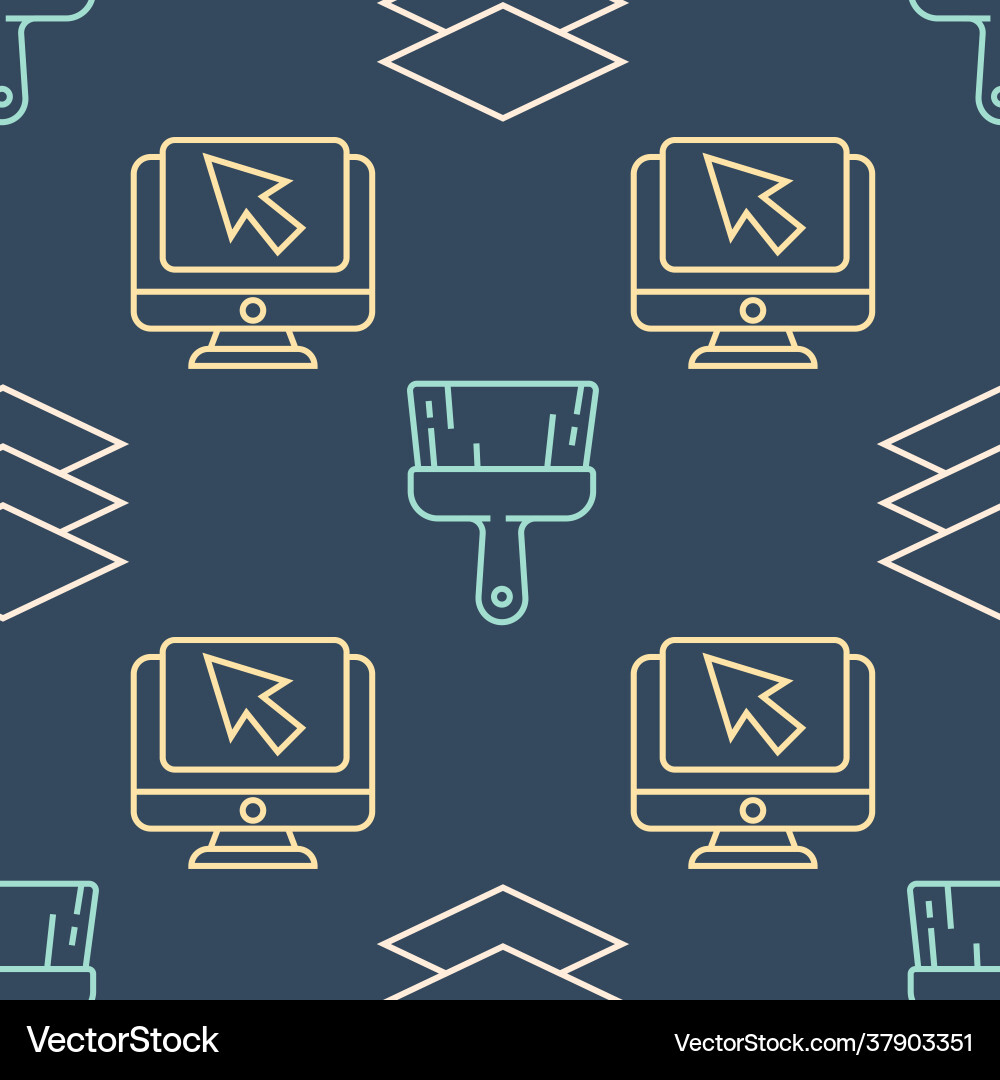 Set line layers computer monitor and cursor Set line layers computer monitor and cursor vector image