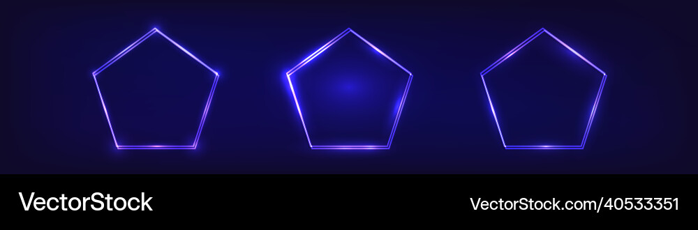 Set of neon double frames with shining effects Set of neon double frames with shining effects vector image