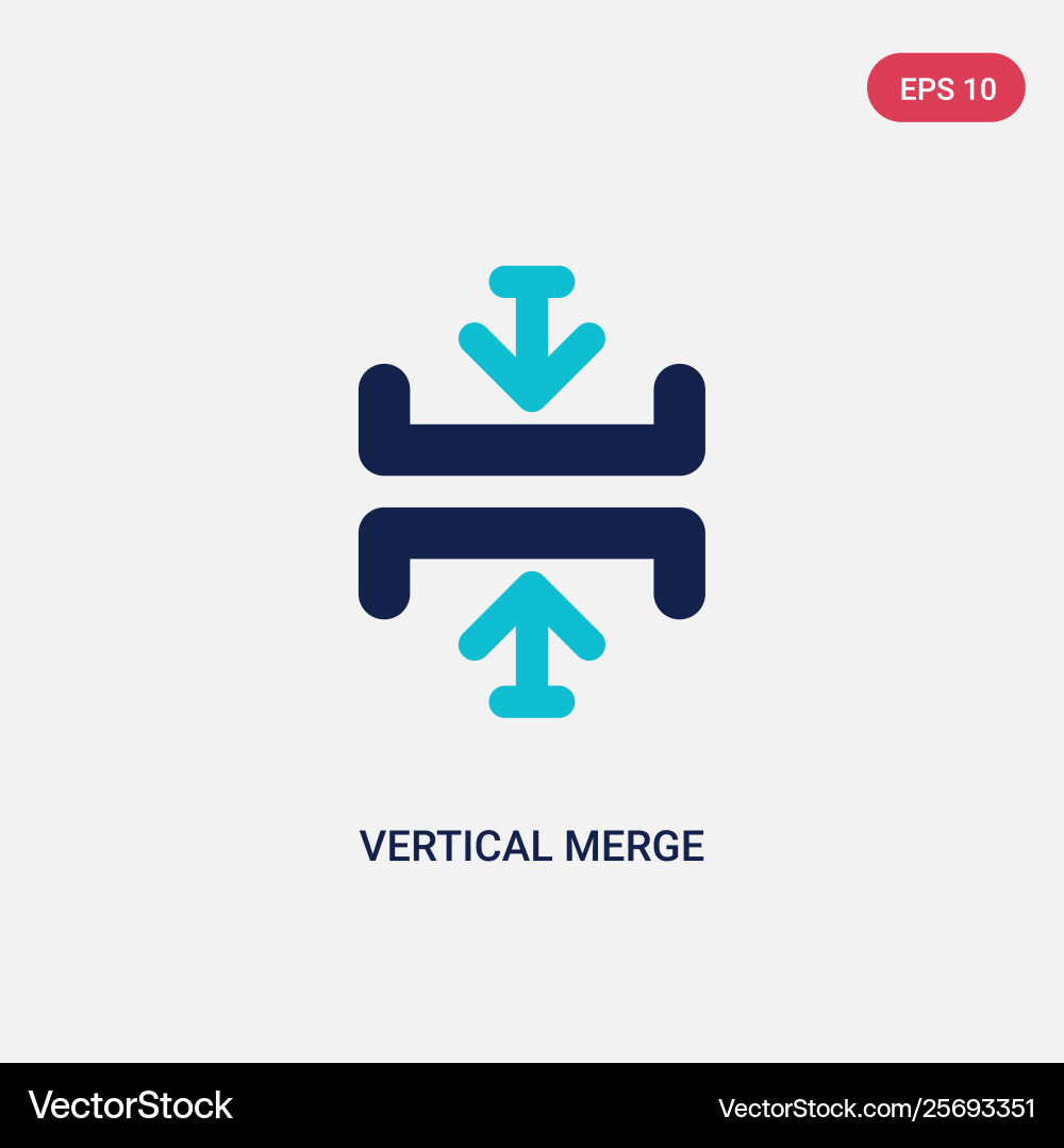 Two color vertical merge icon from arrows concept vector image