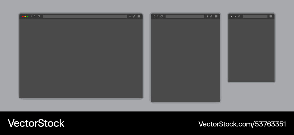 Web browser window dark template Web browser window dark template Vector Image