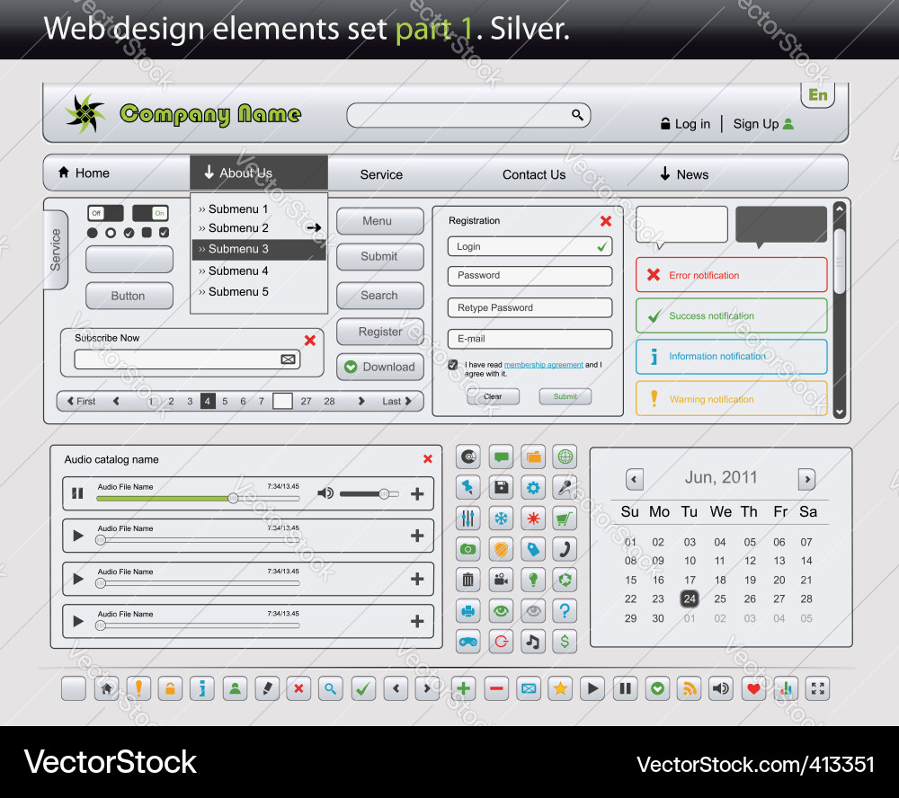 Website UI Elements Collection vector image