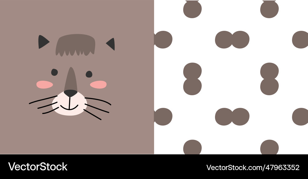 A simple portrait of cat and pattern A simple portrait of cat and pattern vector image