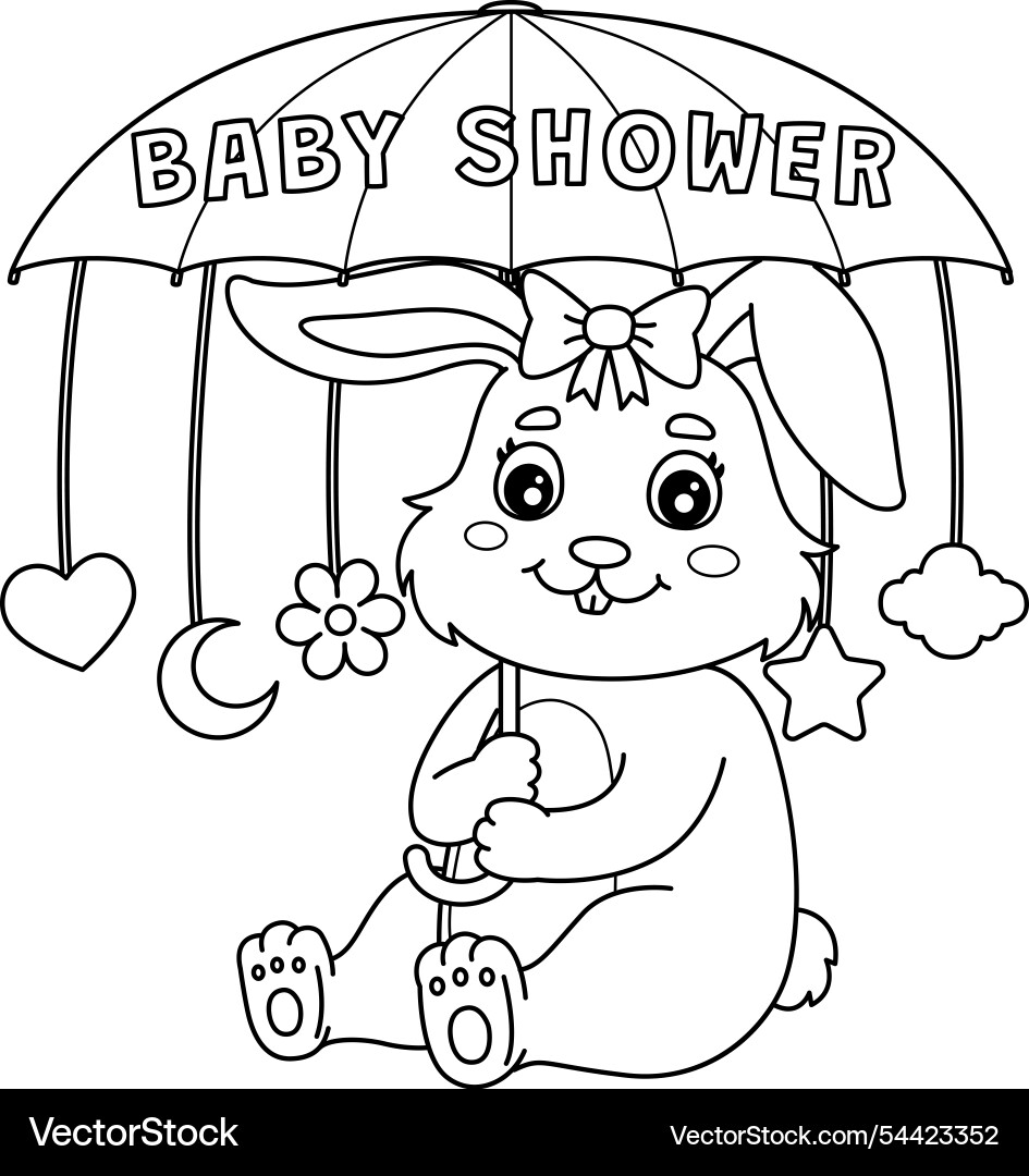 Baby shower bunny girl isolated coloring page Baby shower bunny girl isolated coloring page vector image