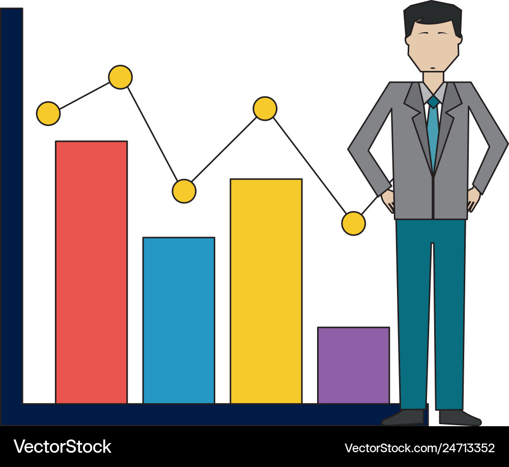 Businessman with graph statistic avatar character Vector Image