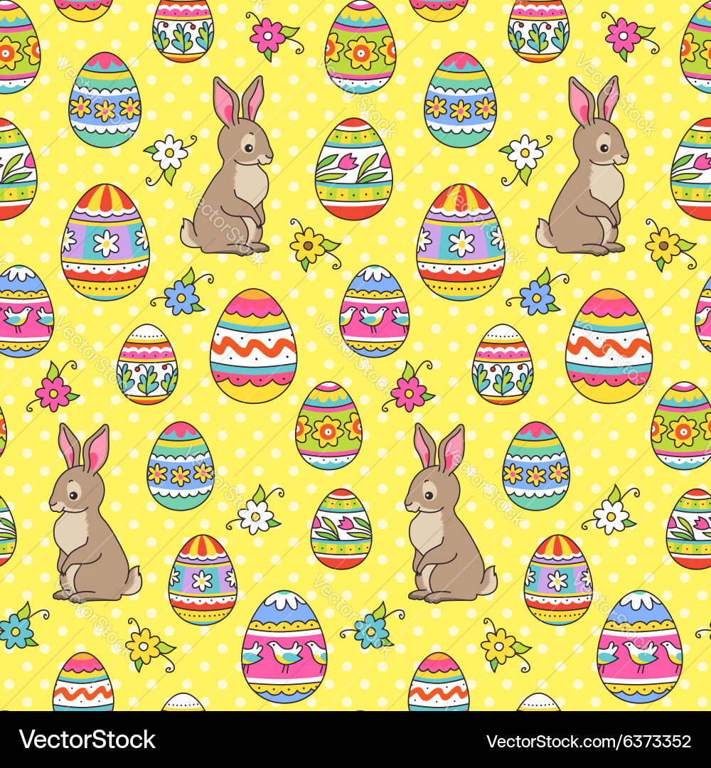 Cheerful Easter Bunny Pattern Royalty Free Vector Image