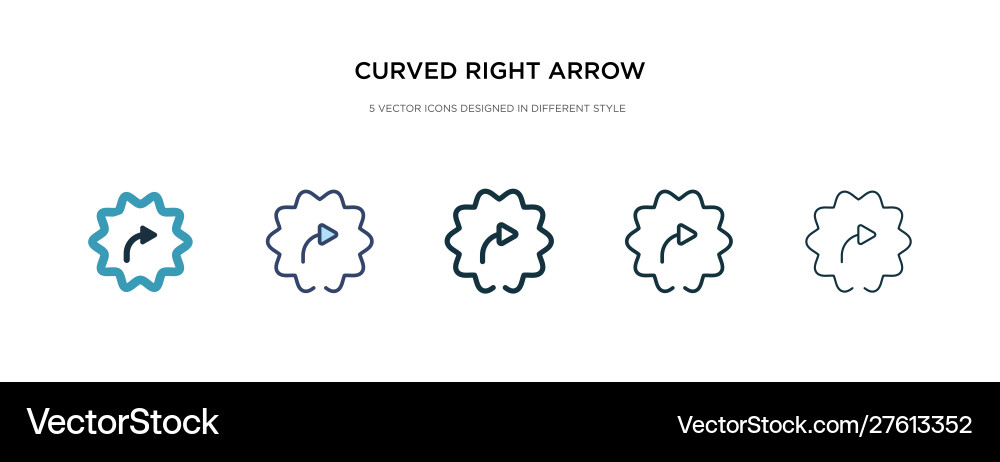 Curved right arrow icon in different style two Curved right arrow icon in different style two vector image