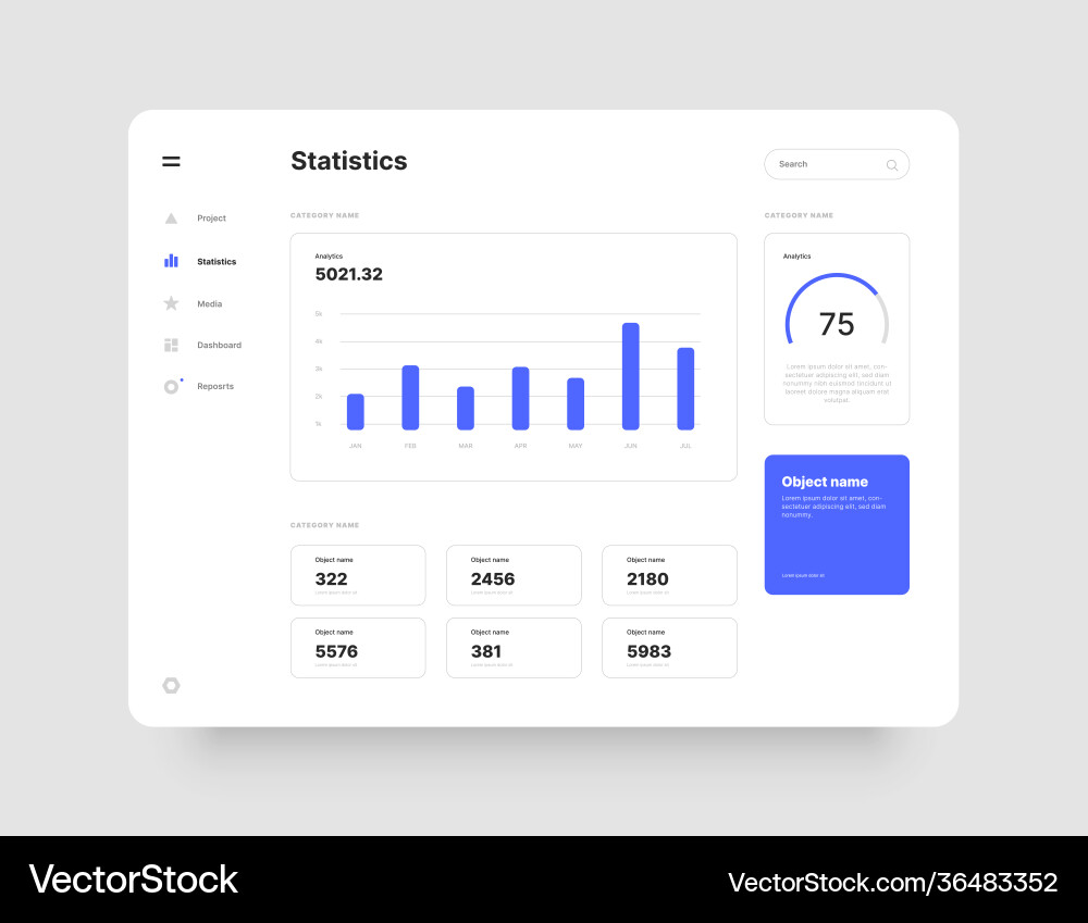 Dashboard UI/UX Wireframe Kit vector image