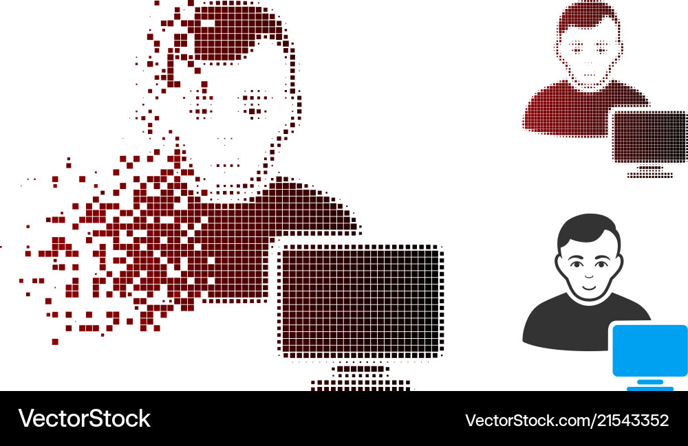 Decomposed pixel halftone computer administrator vector image