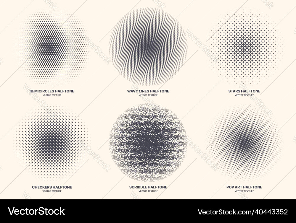 Different variations modern halftone isolated vector image