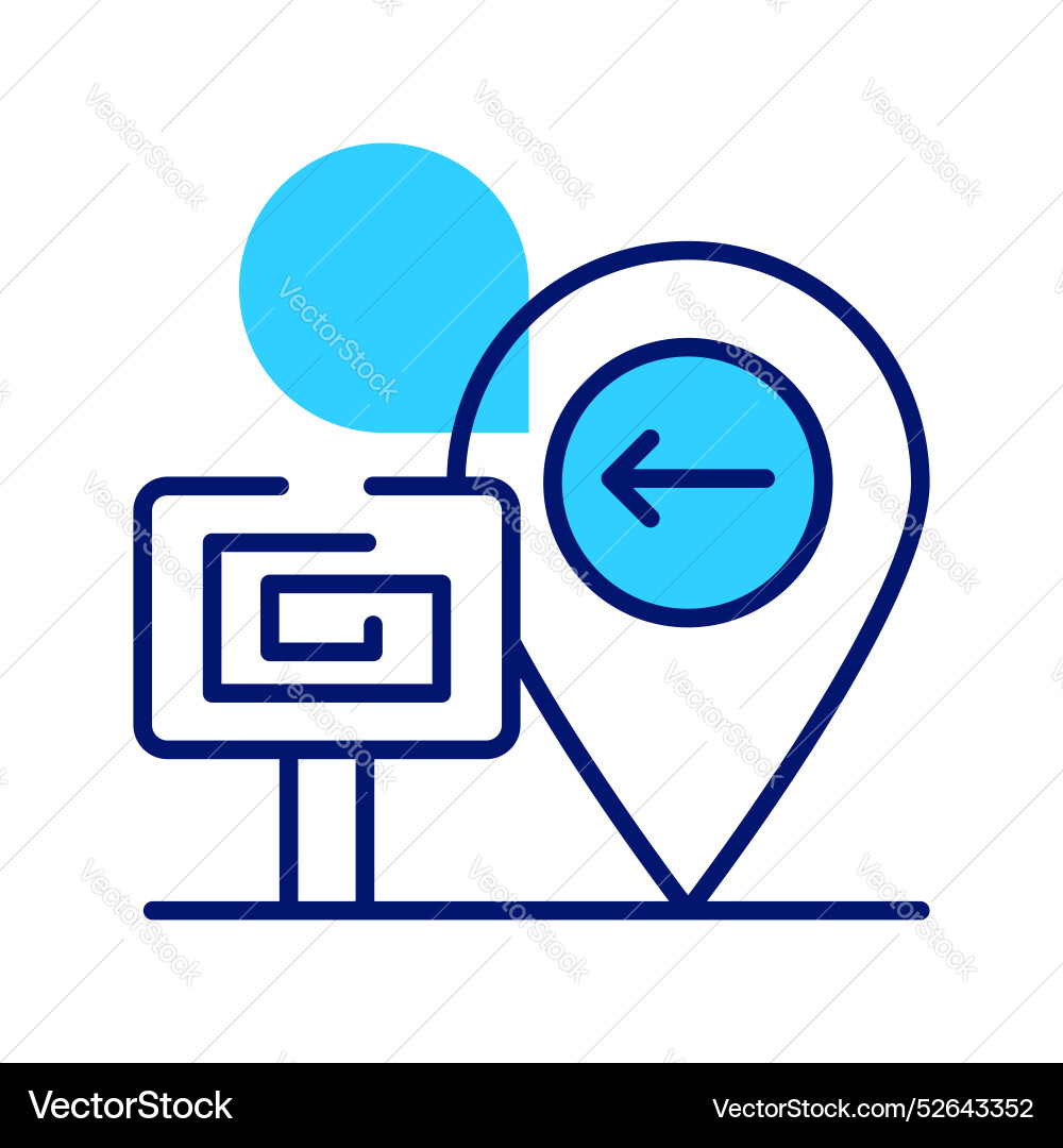 Directional arrow inside map pin with signboard vector image