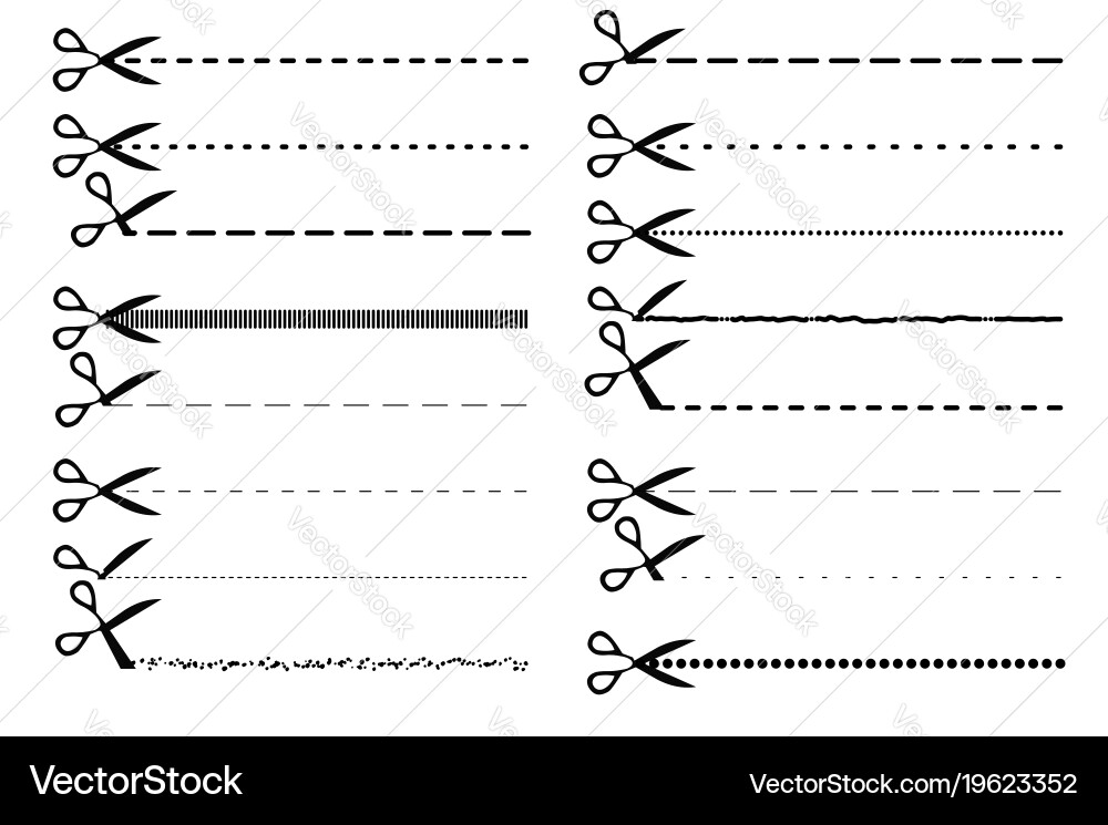 Dotted Scissors and Lines vector image
