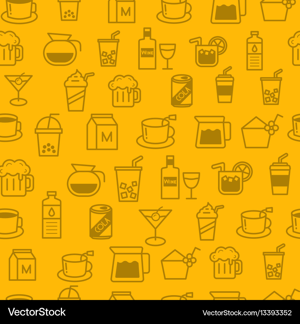 Line style icons seamless pattern baverage Line style icons seamless pattern baverage vector image