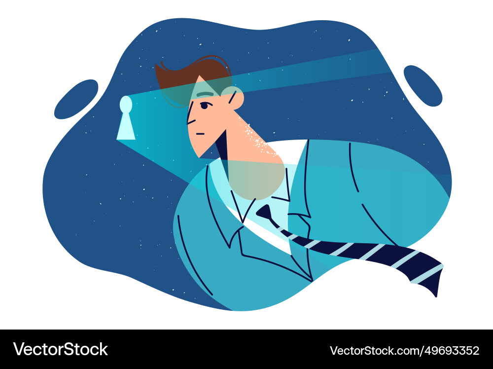 Man peeks through keyhole wanting to find out Man peeks through keyhole wanting to find out vector image