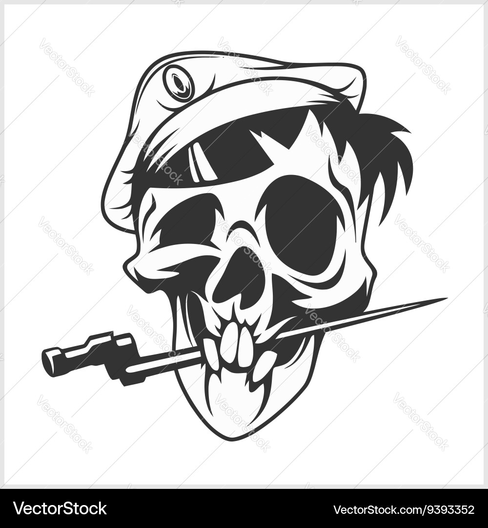 Military Skull with Dagger Vector Image