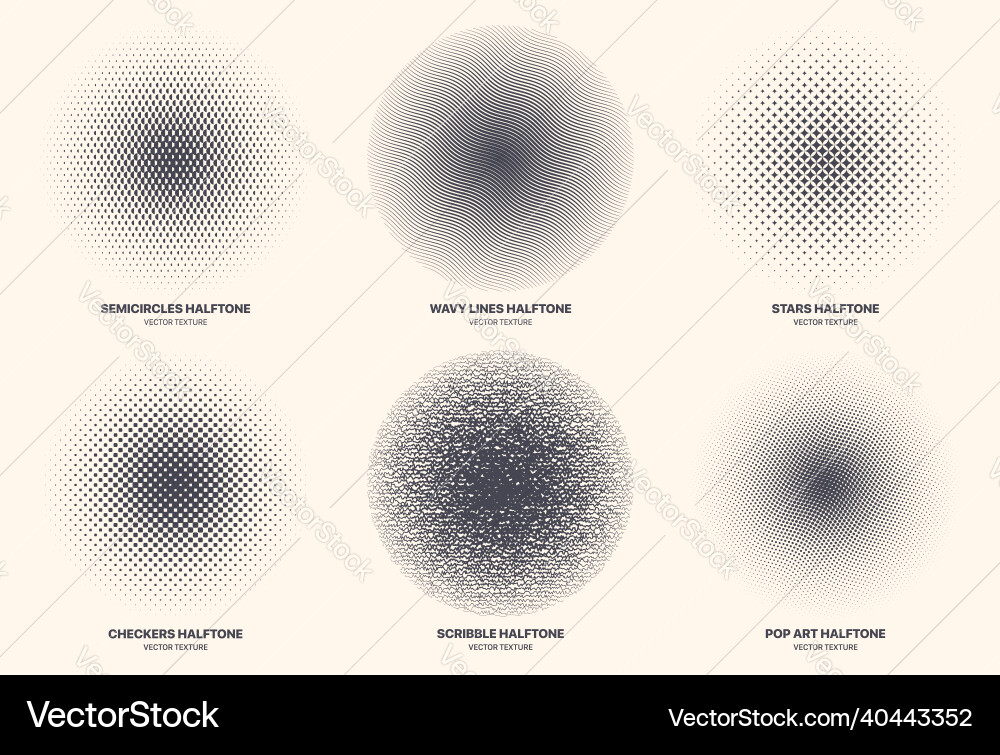 Modern Halftone Texture Set Vector Image