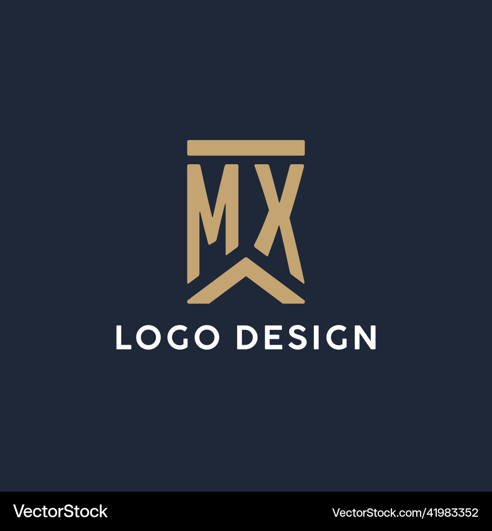Mx initial monogram logo design in a rectangular Vector Image